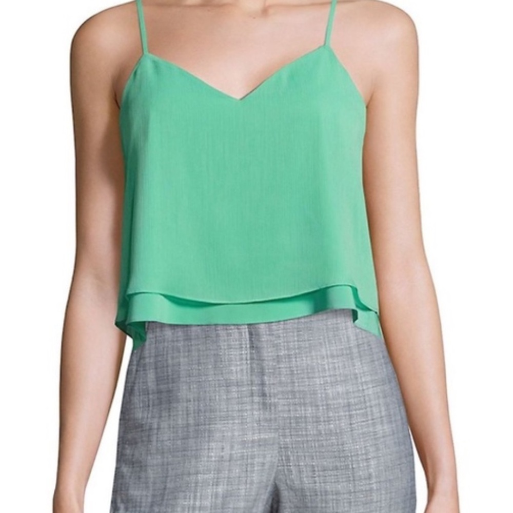 NWT Alice + Olivia Double Layer Crop Cami Top - Jade - Xs